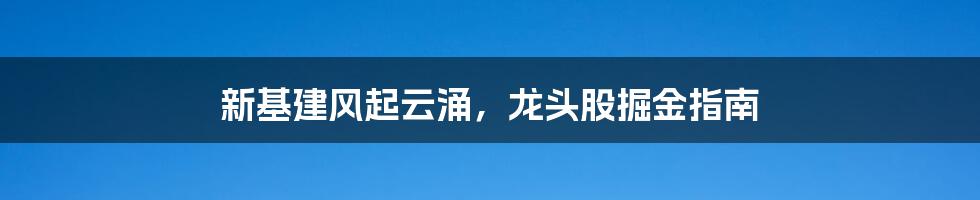 新基建风起云涌,龙头股掘金指南
