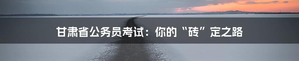 甘肃省公务员考试:你的“砖”定之路