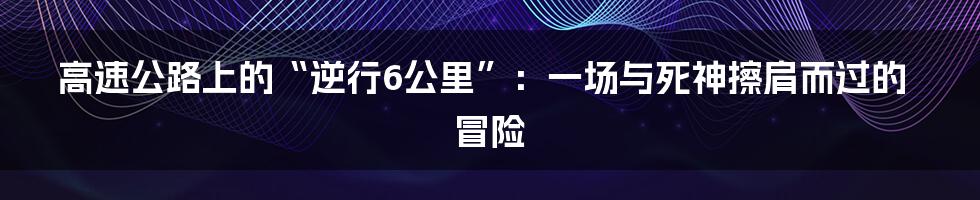 高速公路上的“逆行6公里”:一场与死神擦肩而过的冒险