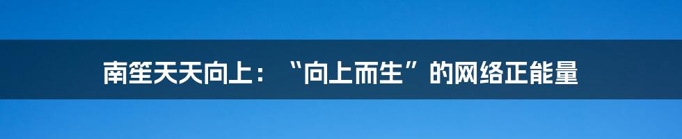南笙天天向上:“向上而生”的网络正能量