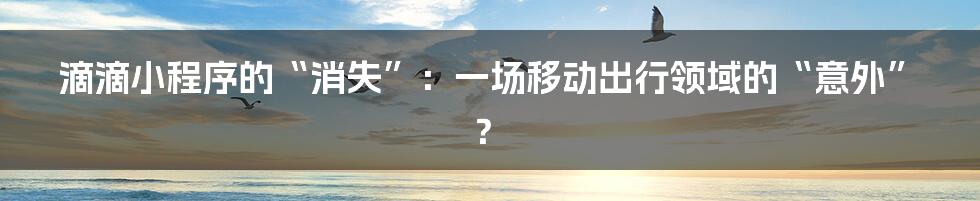 滴滴小程序的“消失”:一场移动出行领域的“意外”?