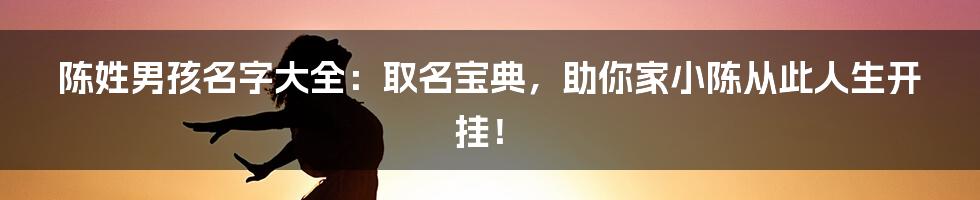 陈姓男孩名字大全:取名宝典,助你家小陈从此人生开挂!