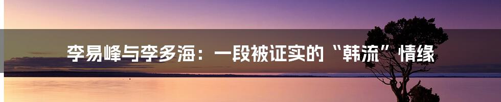 李易峰与李多海：一段被证实的“韩流”情缘