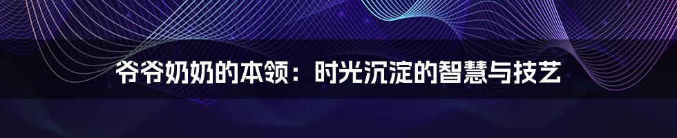 爷爷奶奶的本领:时光沉淀的智慧与技艺
