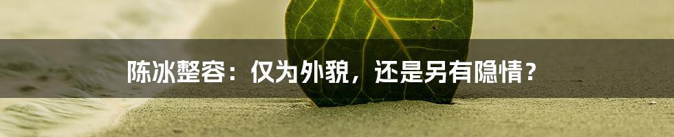 陈冰整容:仅为外貌,还是另有隐情?