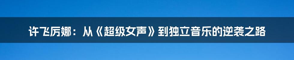 许飞厉娜:从《超级女声》到独立音乐的逆袭之路