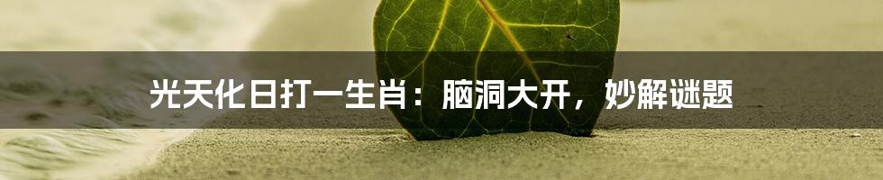 光天化日打一生肖:脑洞大开,妙解谜题