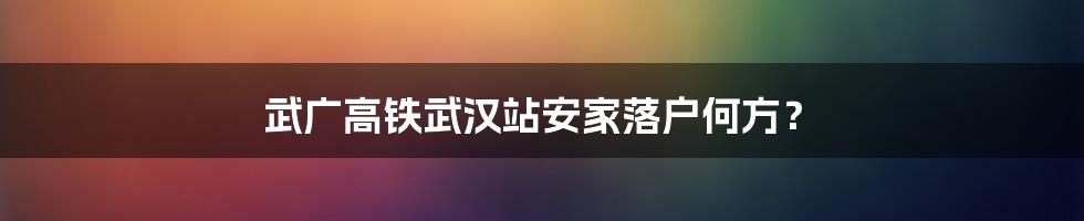 武广高铁武汉站安家落户何方?