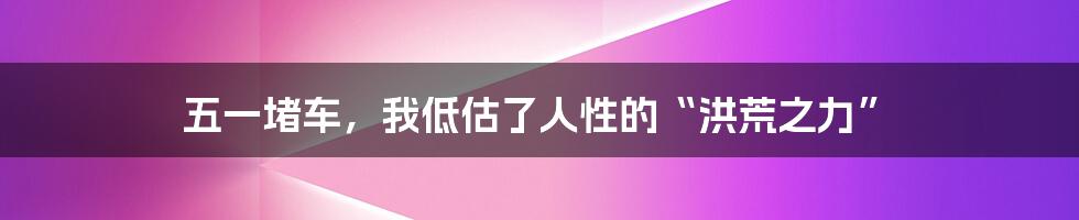 五一堵车，我低估了人性的“洪荒之力”