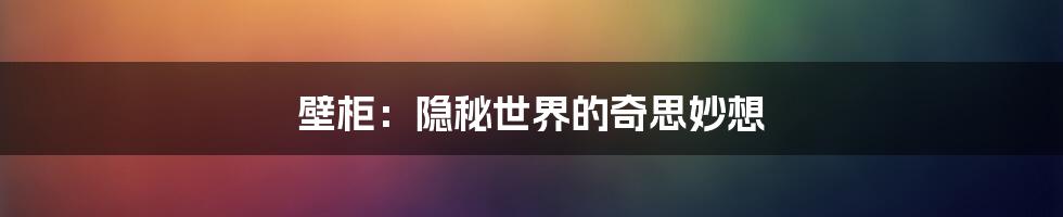 壁柜:隐秘世界的奇思妙想