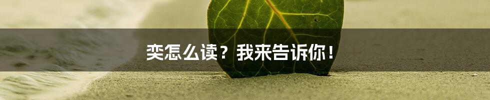 奕怎么读？我来告诉你！