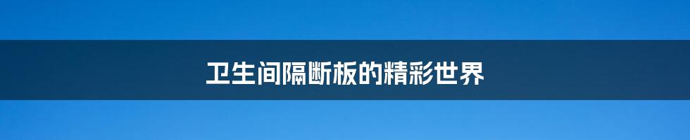 卫生间隔断板的精彩世界