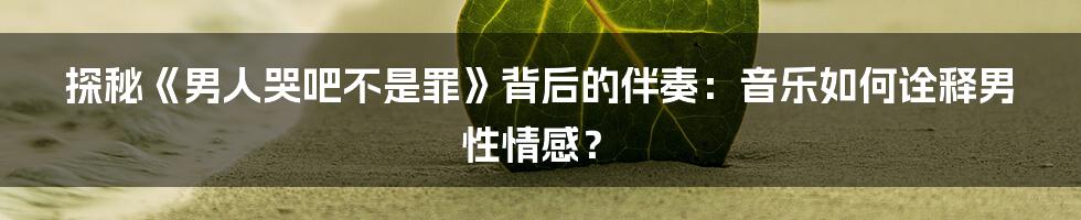 探秘《男人哭吧不是罪》背后的伴奏：音乐如何诠释男性情感？