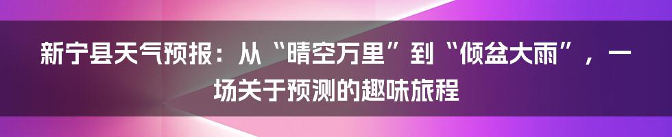 新宁县天气预报:从“晴空万里”到“倾盆大雨”,一场关于预测的趣味旅程