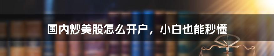 国内炒美股怎么开户，小白也能秒懂