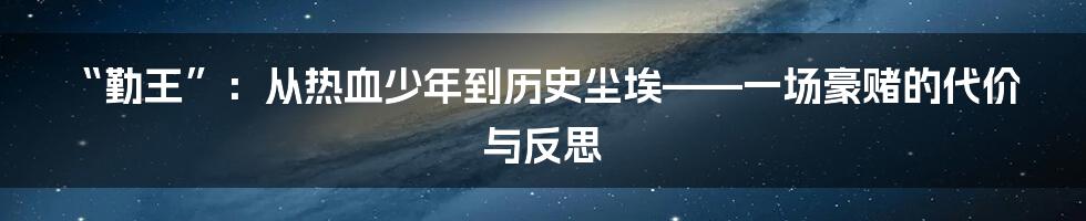 “勤王”:从热血少年到历史尘埃——一场豪赌的代价与反思