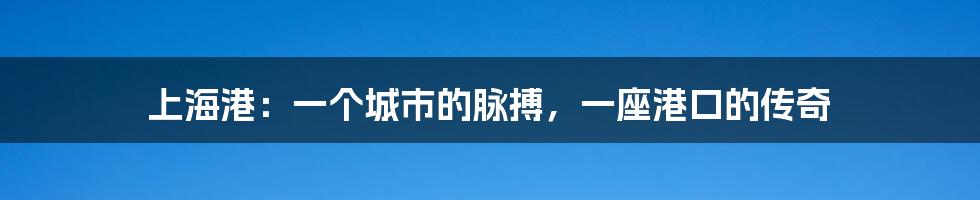 上海港:一个城市的脉搏,一座港口的传奇