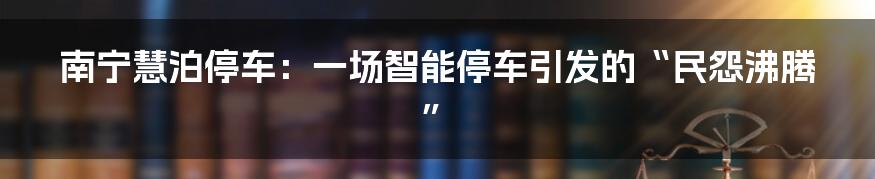 南宁慧泊停车:一场智能停车引发的“民怨沸腾”