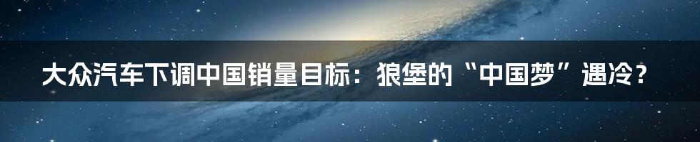 大众汽车下调中国销量目标:狼堡的“中国梦”遇冷?