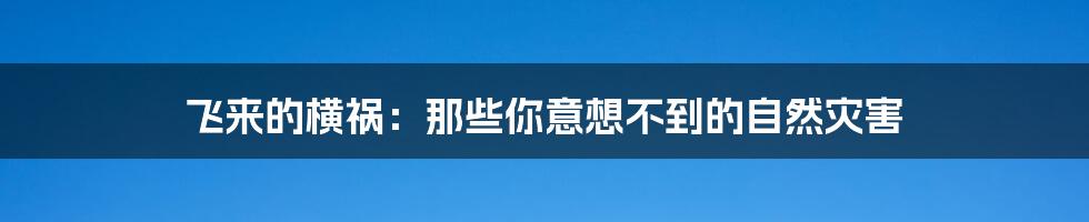 飞来的横祸:那些你意想不到的自然灾害