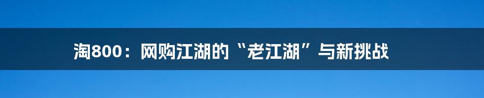 淘800：网购江湖的“老江湖”与新挑战