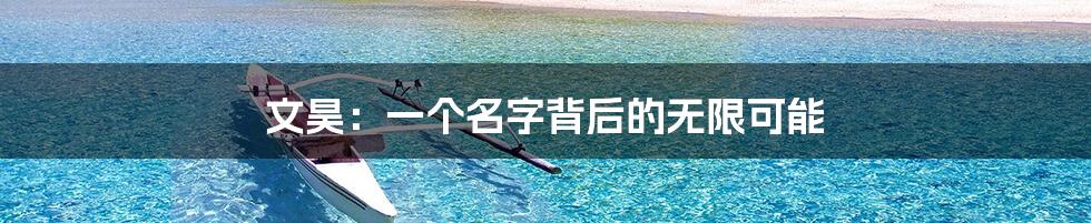 文昊:一个名字背后的无限可能