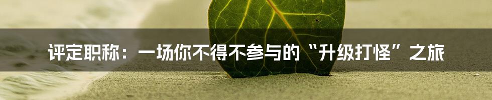 评定职称：一场你不得不参与的“升级打怪”之旅