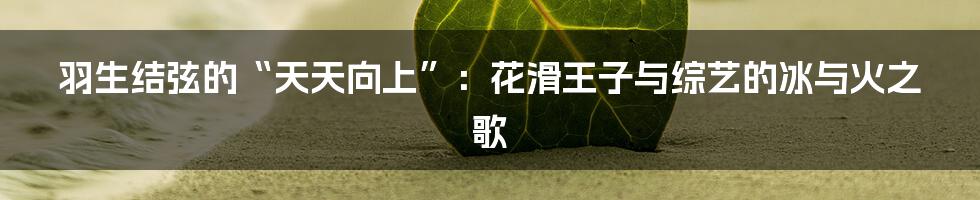羽生结弦的“天天向上”:花滑王子与综艺的冰与火之歌