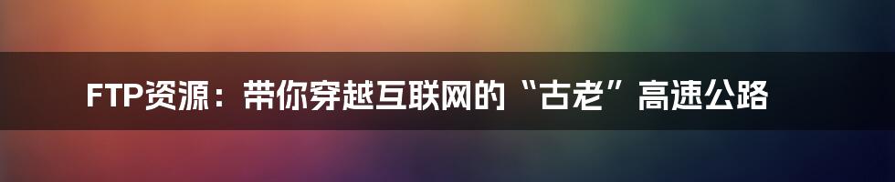 FTP资源:带你穿越互联网的“古老”高速公路