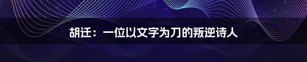 胡迁:一位以文字为刀的叛逆诗人