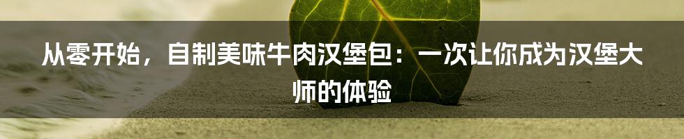 从零开始,自制美味牛肉汉堡包:一次让你成为汉堡大师的体验