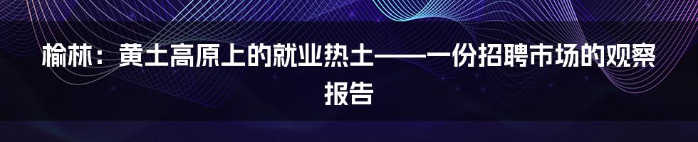 榆林：黄土高原上的就业热土——一份招聘市场的观察报告