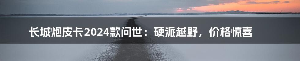 长城炮皮卡2024款问世:硬派越野,价格惊喜