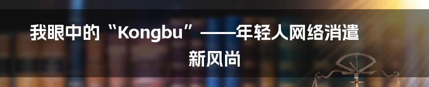 我眼中的“Kongbu”——年轻人网络消遣新风尚