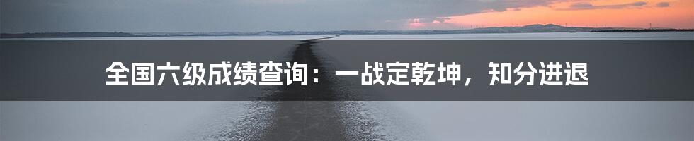 全国六级成绩查询：一战定乾坤，知分进退