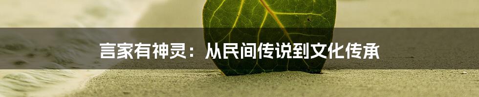 言家有神灵:从民间传说到文化传承