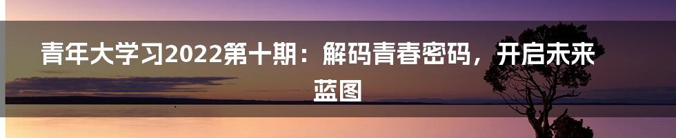 青年大学习2022第十期：解码青春密码，开启未来蓝图