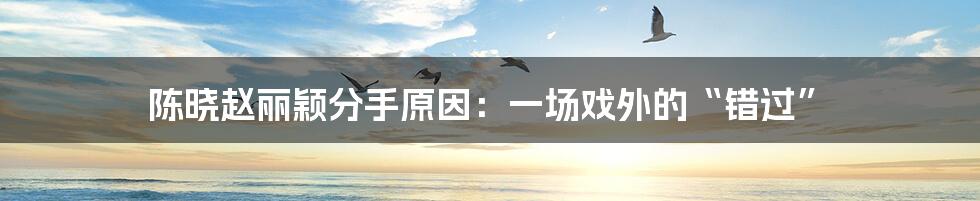 陈晓赵丽颖分手原因:一场戏外的“错过”