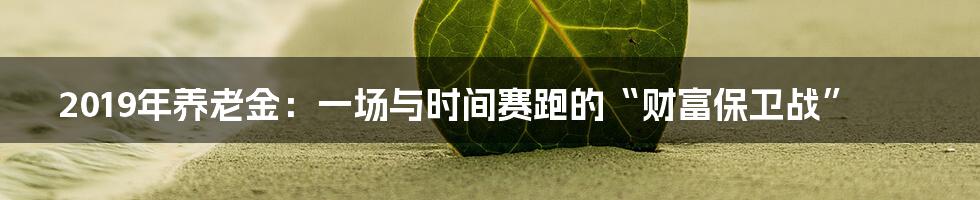 2019年养老金:一场与时间赛跑的“财富保卫战”