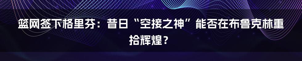 篮网签下格里芬:昔日“空接之神”能否在布鲁克林重拾辉煌?