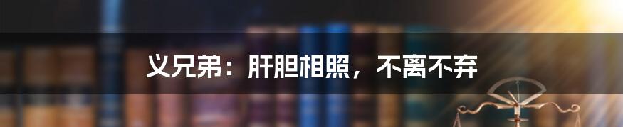 义兄弟：肝胆相照，不离不弃