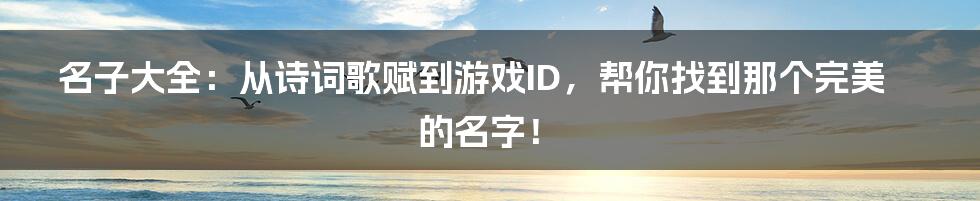 名子大全:从诗词歌赋到游戏ID,帮你找到那个完美的名字!