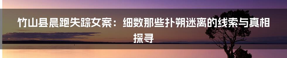 竹山县晨跑失踪女案:细数那些扑朔迷离的线索与真相探寻