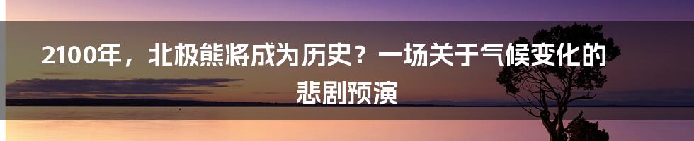 2100年，北极熊将成为历史？一场关于气候变化的悲剧预演