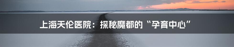 上海天伦医院:探秘魔都的“孕育中心”