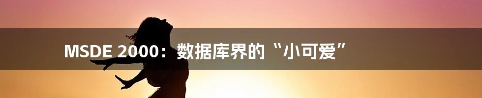 MSDE 2000：数据库界的“小可爱”