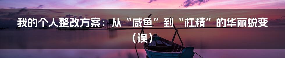 我的个人整改方案：从“咸鱼”到“杠精”的华丽蜕变（误）