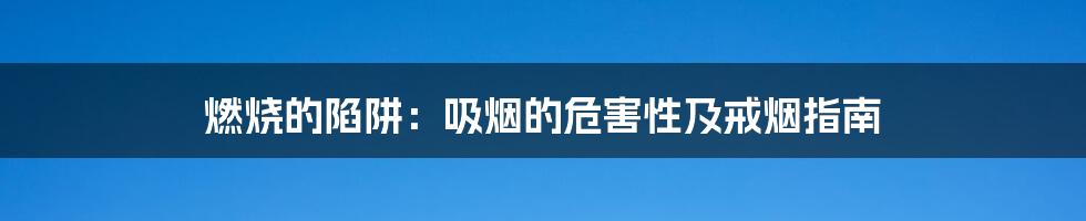 燃烧的陷阱:吸烟的危害性及戒烟指南