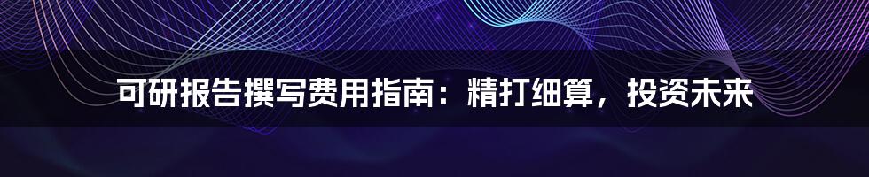 可研报告撰写费用指南:精打细算,投资未来