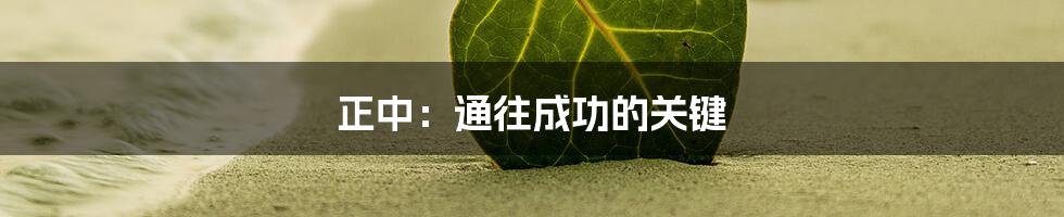 正中:通往成功的关键
